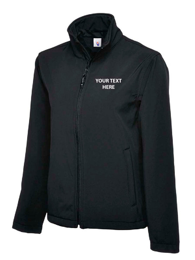 Soft Shell Jacket with Embroidered Text Black