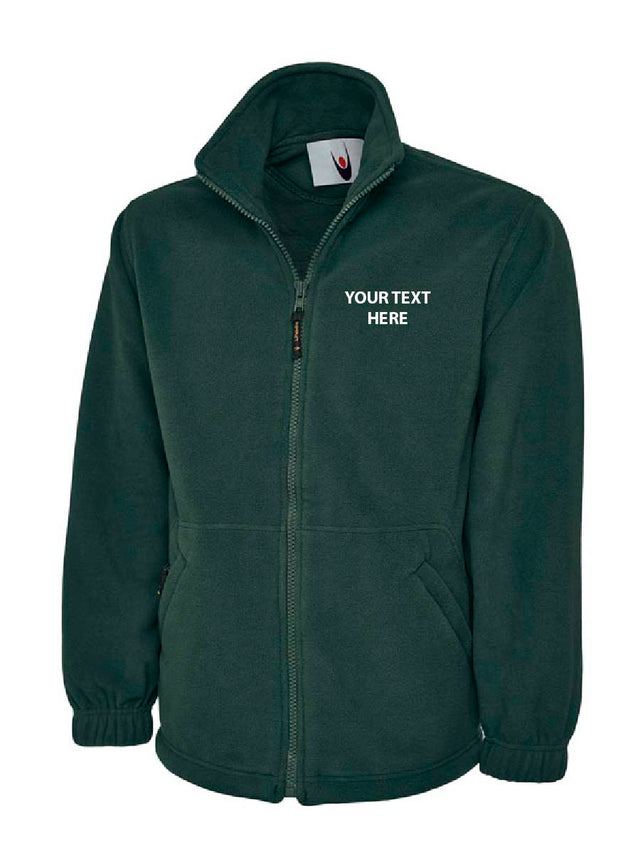 Fleece with Embroidered Text Bottle Green