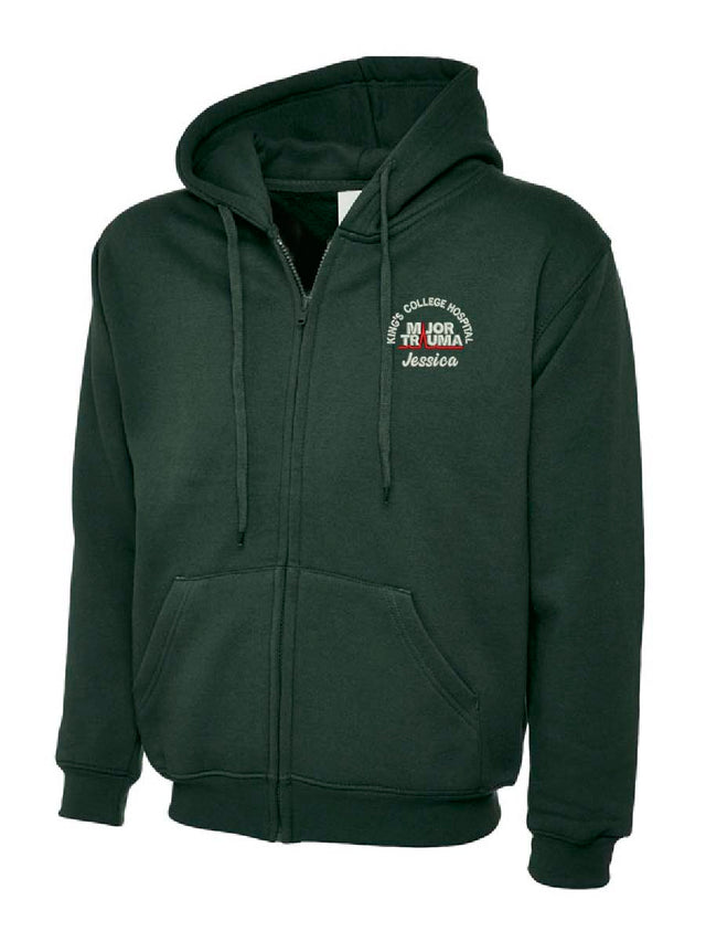 Major Trauma Zip Hoodie Bottle Green