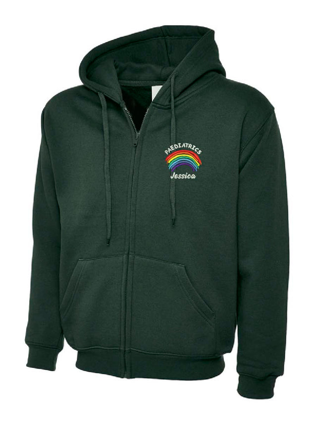 Paediatrics Rainbow Zip Hoodie Bottle Green