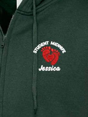 Student Midwife Hoodie Bottle Green Logo section