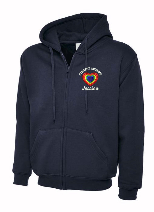 Student Midwife Heart Design Hoodie Navy