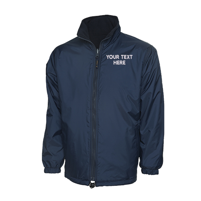Waterproof Jacket with Embroidered Text Navy