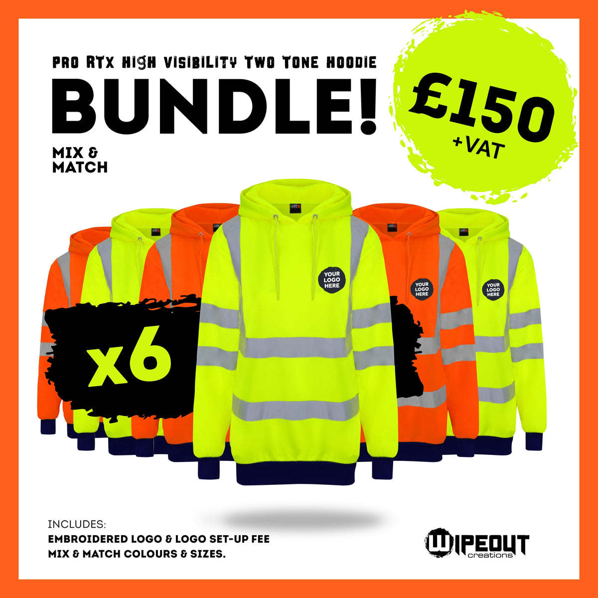 Hi vis Hoodies x6 Package