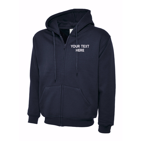 Zip Hoodie with Embroidered Text