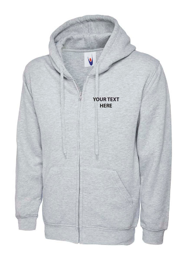 Text Embroidered Hoodie Heather Grey