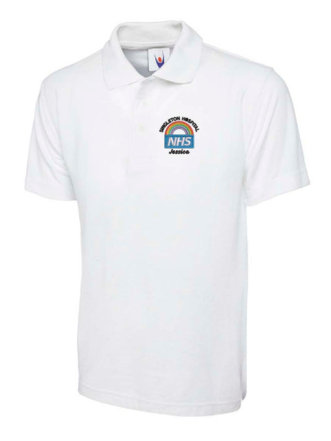 NHS Rainbow Polo Shirt White