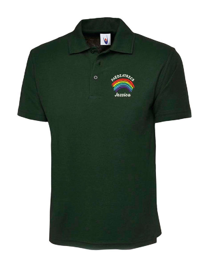 Paediatrics Rainbow Polo Shirt Bottle Green