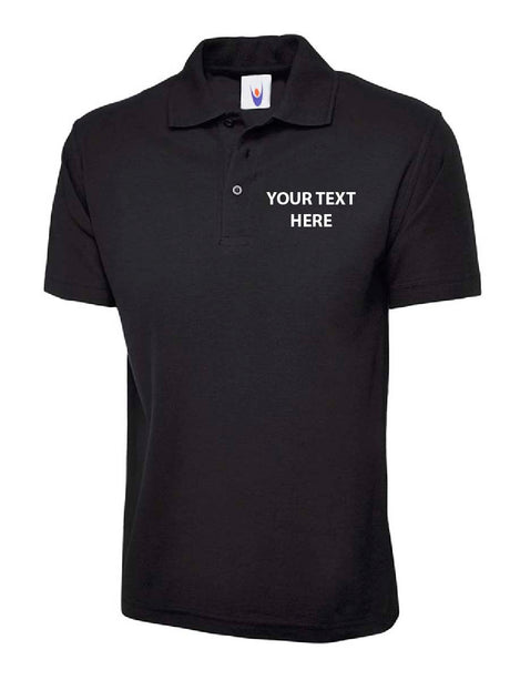 Embroidered Text Polo Shirt Black
