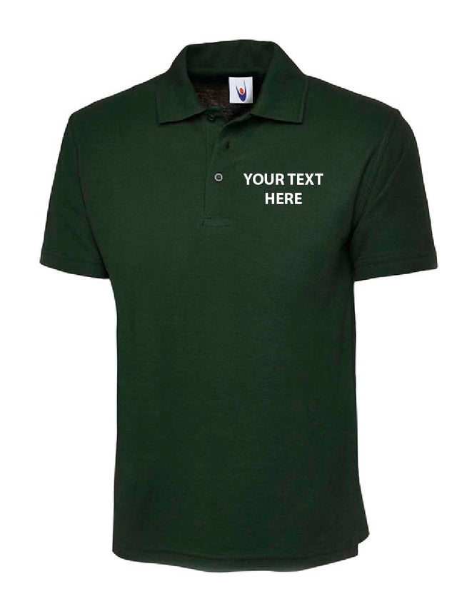 Text Embroidered Polo Shirt Bottle Green