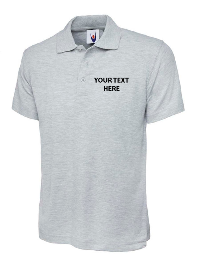 Polo Shirt with Embroidered Text logo Heather Grey