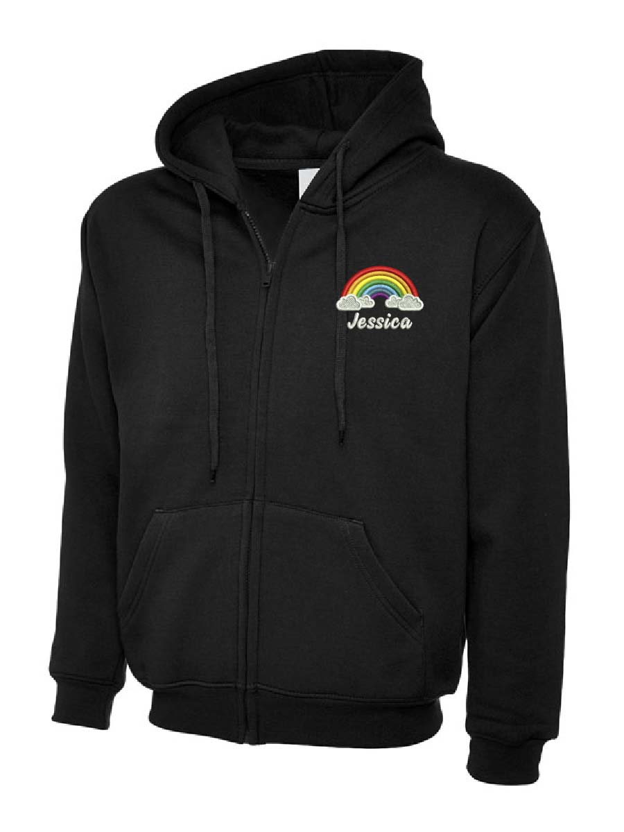 Fleece Hoodie Rainbow Zip Hoodie Full-zipper Hoodie With Rainbow