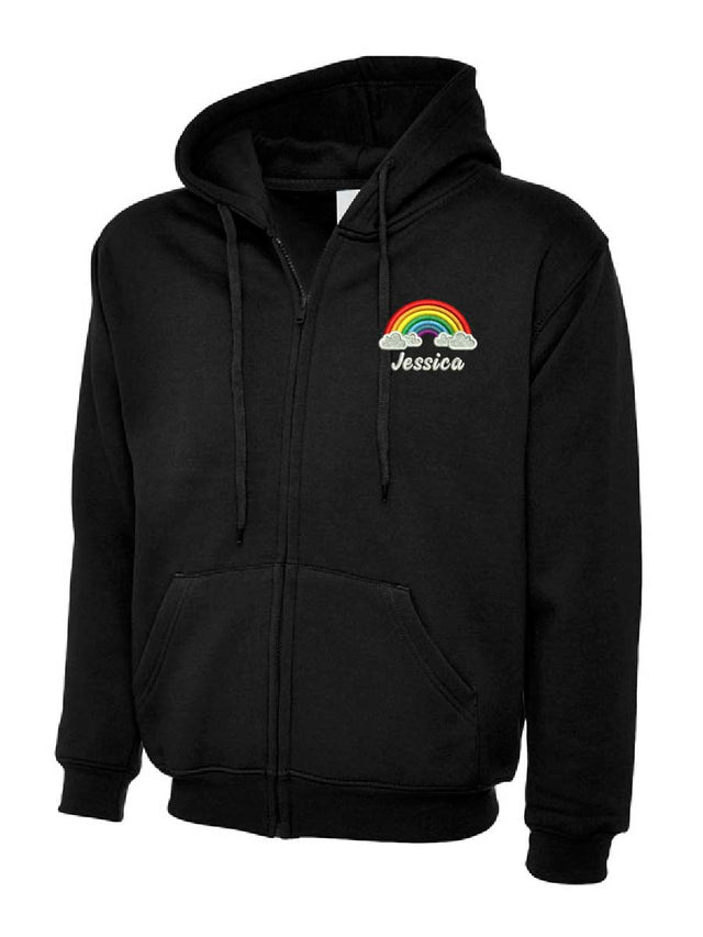 Rainbow with Clouds Hoodie Black
