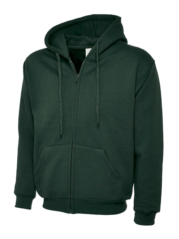 Zip Hoodie plain Bottle Green