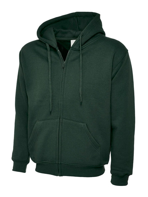 Zip Hoodie plain Bottle Green