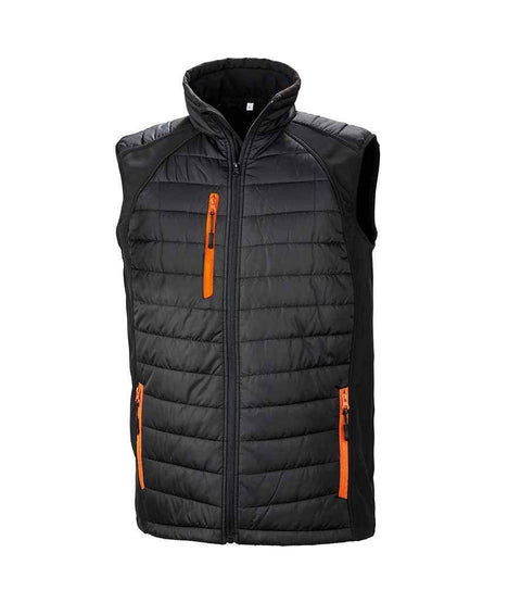 Black Padded Gilet with orange zippers