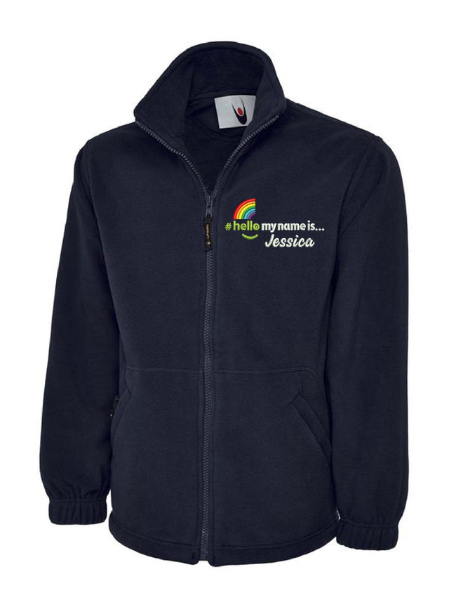 Hello My Name Is logo on a Fleece Jacket Navy