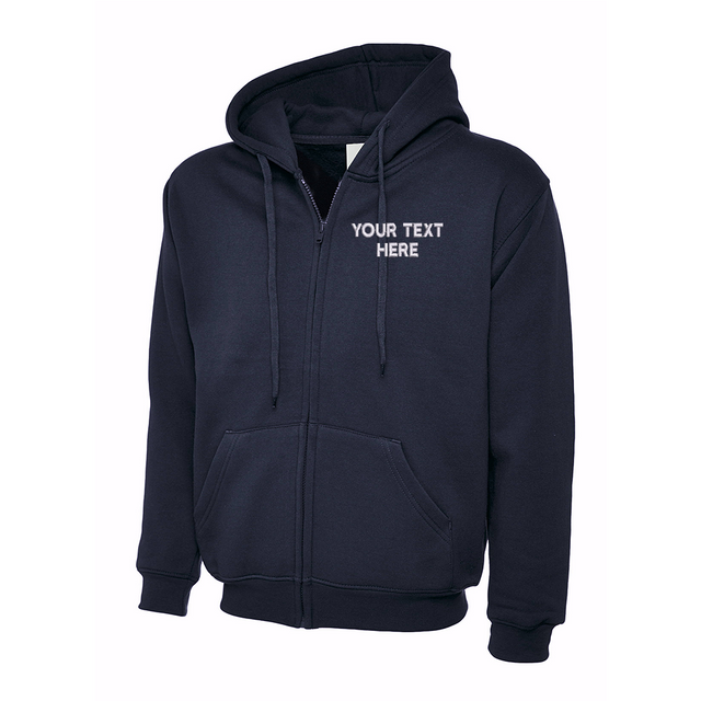 Hoodie with Embroidered Text Navy