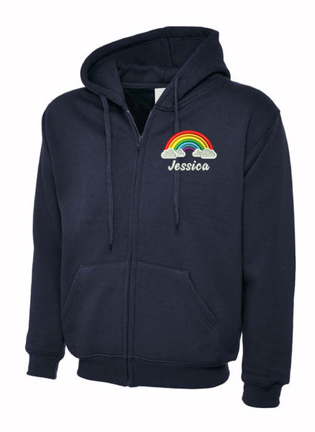 Rainbow with Clouds Hoodie Navy