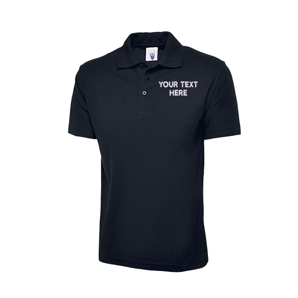 Polo Shirt with Embroidered Text Navy