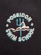 Poseidon Swim School logo on a black clothing